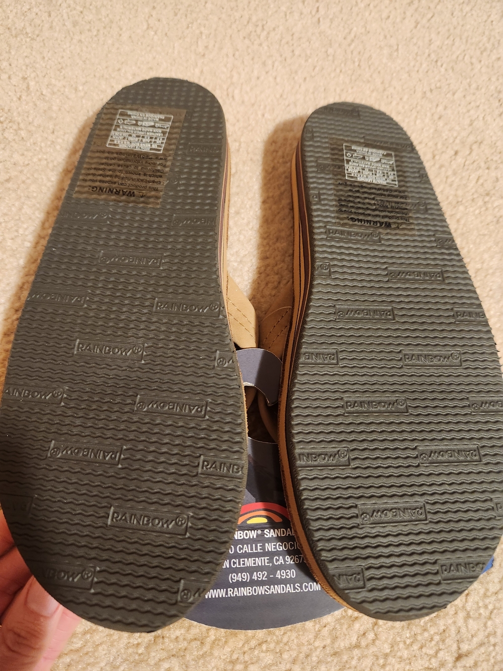 Rainbow Sandals Beige Leather Flip Flops - Picture 3 of 3